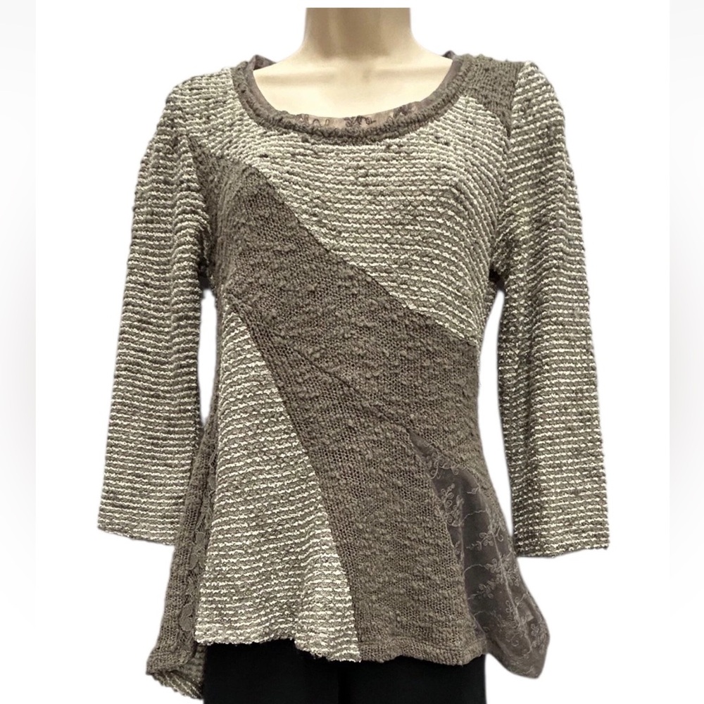 Anthropologie Angel of the North Sweater Women Small Cream Brown Art to Wear - Picture 1 of 11
